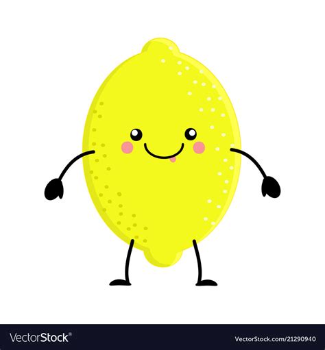 Cute Cartoon Lemon Kawaii Lemon Royalty Free Vector Image