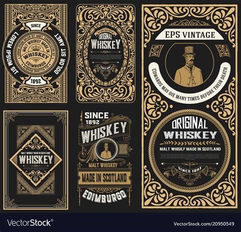 Set 5 Old Labels Western Style Royalty Free Vector Image
