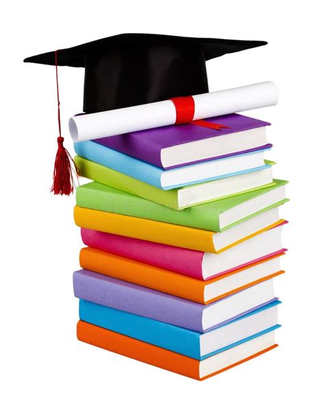 Graduation Cap And Diploma On Top Of Books Stock Photo Image Of