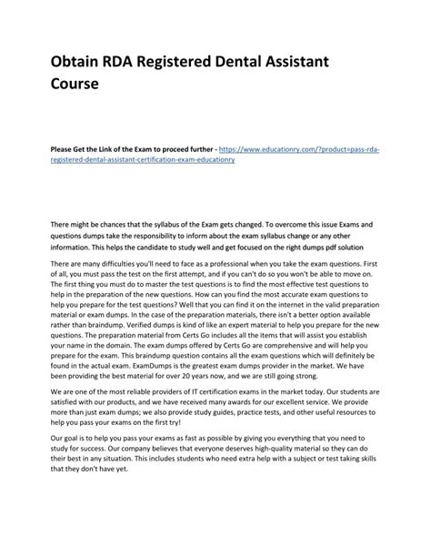 Ppt Rda Registered Dental Assistant Powerpoint Presentation Free