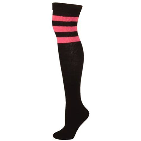ajs retro over the knee tube socks black hot pink m tube socks over the knee athletic socks