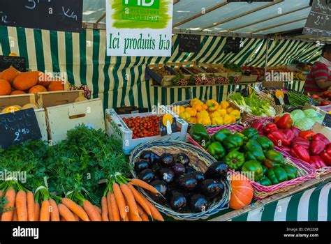 Paris France Shopping In Outdoor Fresh Organic Food French Stock