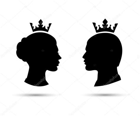 왕과 여왕 머리 킹과 퀸 얼굴 벡터 실루엣 — 스톡 벡터 © Sasha2538 89876102