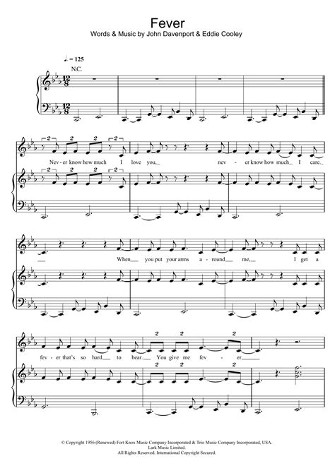 Fever Sheet Music Peggy Lee Piano Vocal And Guitar Chords