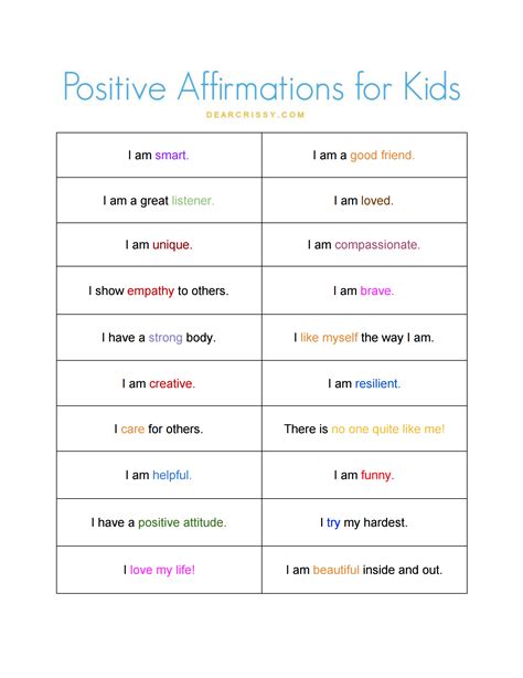 Free Printable Affirmation Cards Pdf For Students
