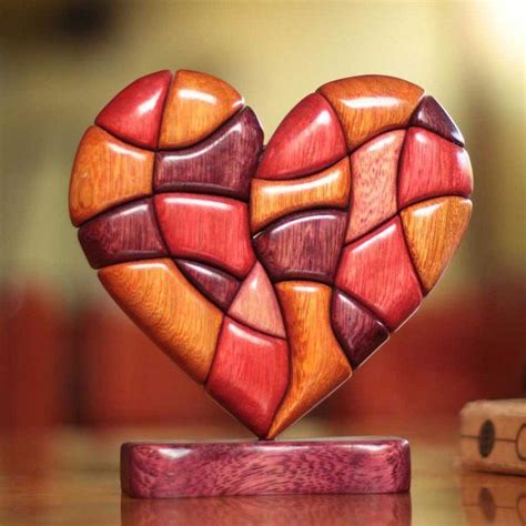 Novica Heart Of Love Wood Sculpture Wayfair Wood Sculpture Heart