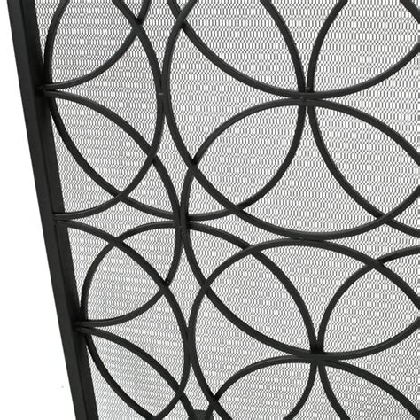 Veritas Modern Glam Single Panel Iron Fireplace Screen With Circle Pat