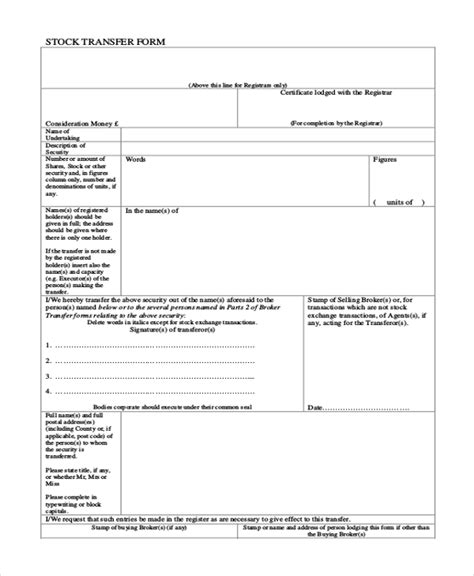 Stock Transfer Form Template Ms Word Microsoft Word Amp Excel Templates