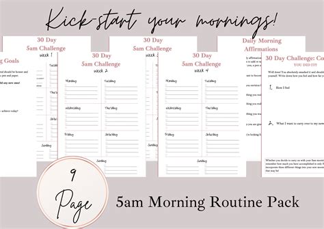 The 5am Morning Routine Pack Online Planner Digital Download Etsy Uk