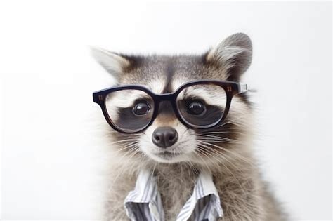 Premium Ai Image A Raccoon Wearing Glasses