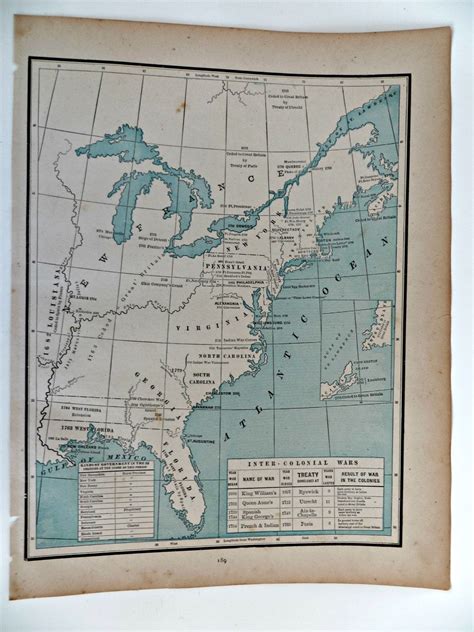 Vintage Map Us Settlements 1607 To 1673 From Crams Atlas 1898 Etsy