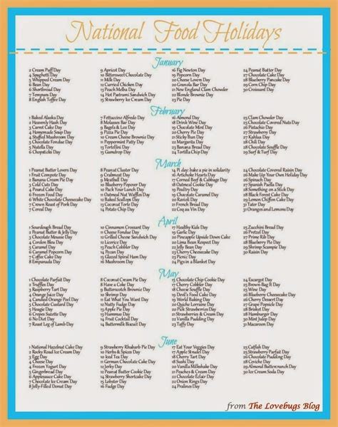 Calendar With National Food Holidays Calendar Template Printable