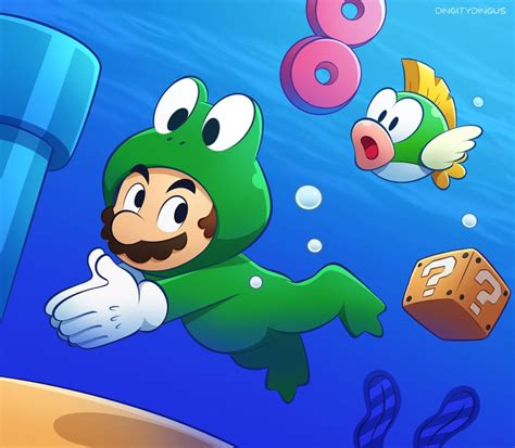 Mario Deep Cheep And Frog Mario Mario And 1 More Drawn By Vinny