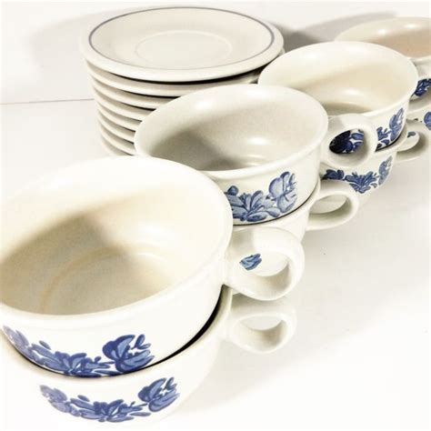 Pfaltzgraff Yorktowne Of Set Of 8 Flat Cups And Saucers For Etsy