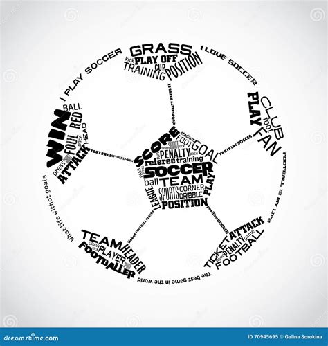 Abstract Vector Illustration Of Soccer Ball With Football Words Stock