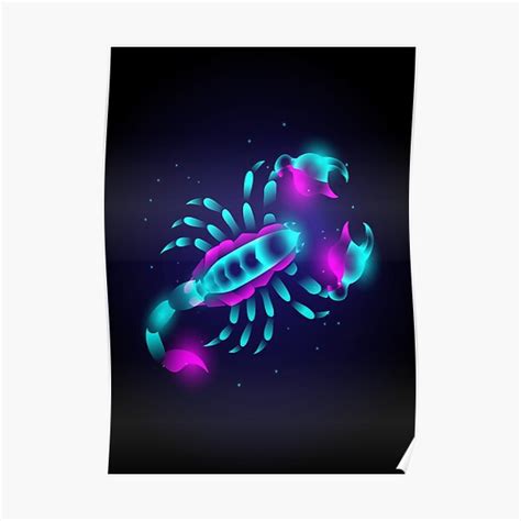 Neon Scorpion Vibrant Poster By Rachidsolution Redbubble