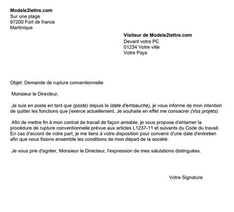 Modele Lettre Demande De Rupture Conventionnelle Par Vrogue Co