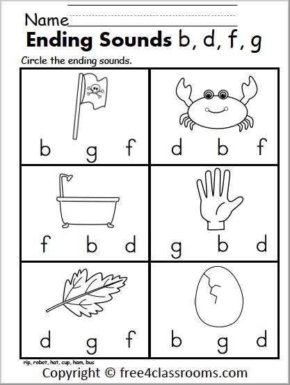 Beginning And Ending Sounds 1st Grade Kindergarten Reading Worksheet