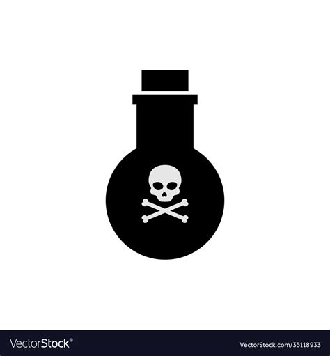 Flat Poison Bottle Icon Toxin Poison Silhouette Vector Image