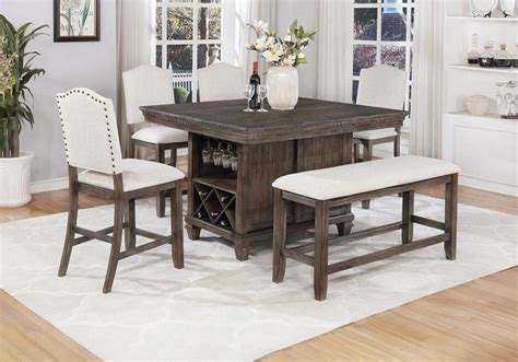 Complete your dining space with the warm, traditional style of the. Regent Brown 6pc Counter Height Dining Set w/Bench | Local ...