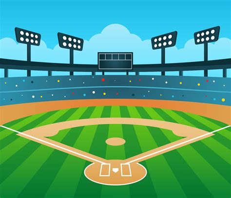 Campo De Baseball Dibujo Icono De Dibujos Animados De Campo Beisbol