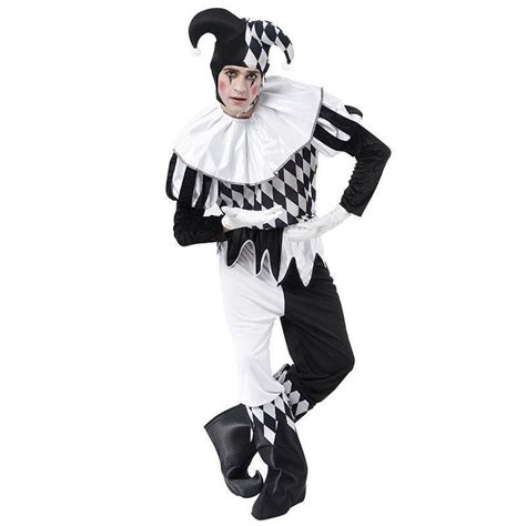 Black And White Harlequin Clown Costume