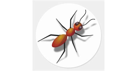 Big Red Ant Classic Round Sticker Zazzleca