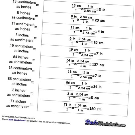 Math Worksheets Conversions Between Customary And Metric Practices