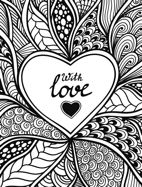 Large Valentine Coloring Pages For Adults