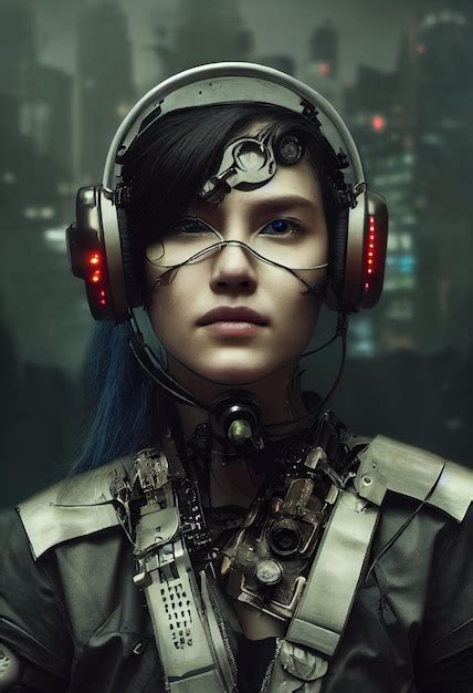 Premium Ai Image Realistic Portrait Of A Scifi Cyberpunk Girl In A