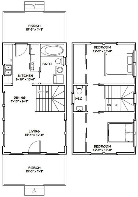 16x28 House 16x28h5a 787 Sq Ft Excellent Floor Plans Tiny