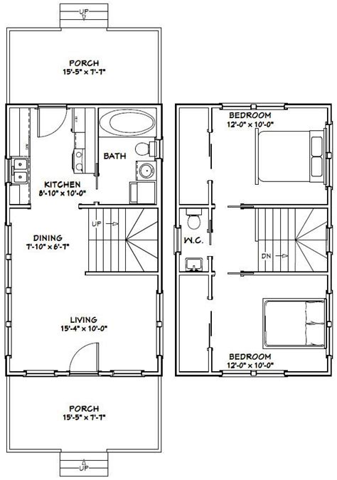 16x28 House 16X28H5A 787 Sq Ft Excellent Floor Plans Tiny