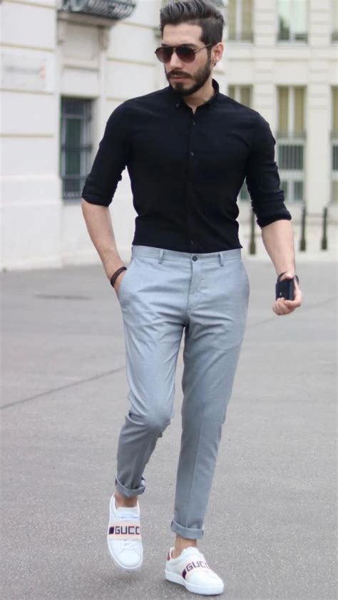 Grey Jeans Men S Fashion Trends With Black Shirt Semi Formal Formal Dress For Men Formal