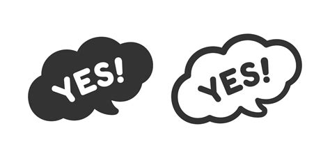 Yes Speech Bubble Icon Cute Black Text Lettering Vector Illustration