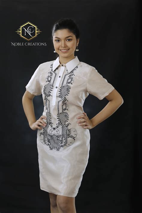 Modern Filipiniana Dress Silk Barong Tagalog Philippine Modern Sexiz
