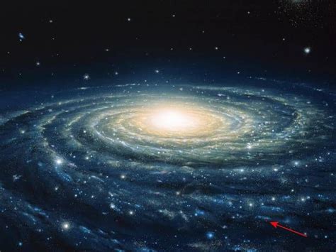 Blick Auf Unsere Milchstraße Von Außerhalb Unser Eigenes Sonnensystem Liegt Am Rand Der Spirale