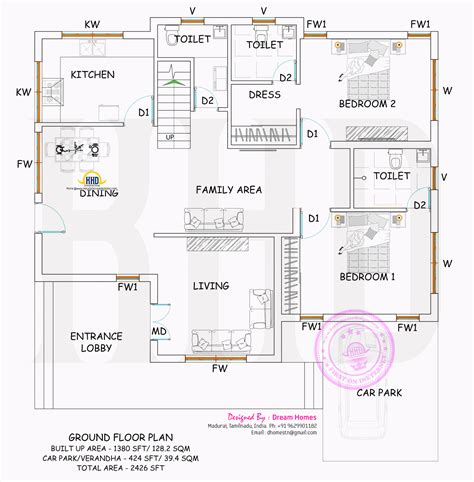 2426 Q Ft House With Plan Kerala Home Design And Floor Plans 9k