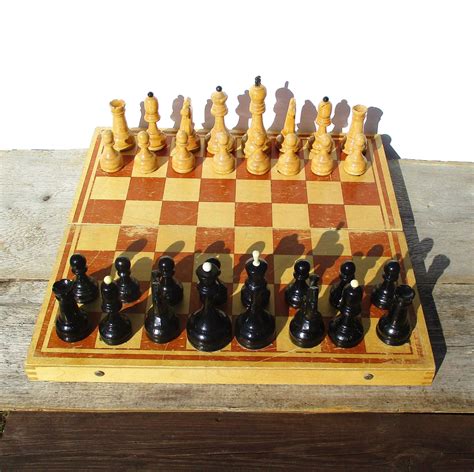 Wood Chess Set Russian Chess Big Chess Board Wood Pieces Etsy Wood Chess Set Wood Chess