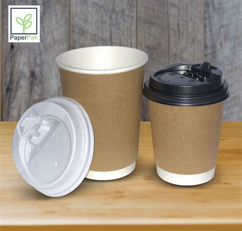 PaperPak 50 Sets Double Wall Hot Paper Cup With Lid 8oz 12oz Lazada PH