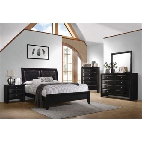Coaster Briana Queen Faux Leather Low Profile Bed In Black 1 Fred Meyer