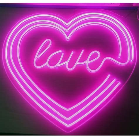 Neon Love Heart Shape Sign Light Led Visual Artwork Wedding Festival