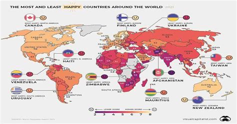 The Happiest Countries In The World On A Map Bank Home Com