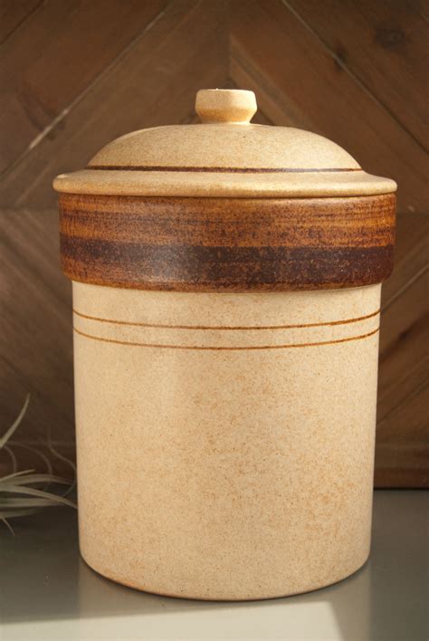 Vintage Large Stoneware Canister With Lid Usa Pottery Craft Etsy