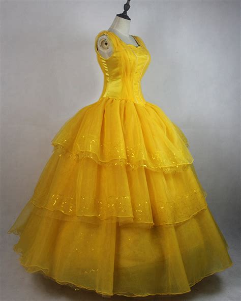 2017 Princess Belle Dress Yellow Cosplay Costume For Adult Women Auscosplay