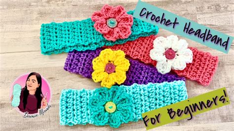 Crocheted Headband With Flower Super Easy Pattern Youtube