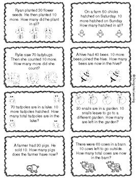 80 + 1st grade story problems, 4 quizzes, and 1 assessment to help students add and subtract within 20. Word Problems: Spring Theme (First Grade) by Diving Into ...