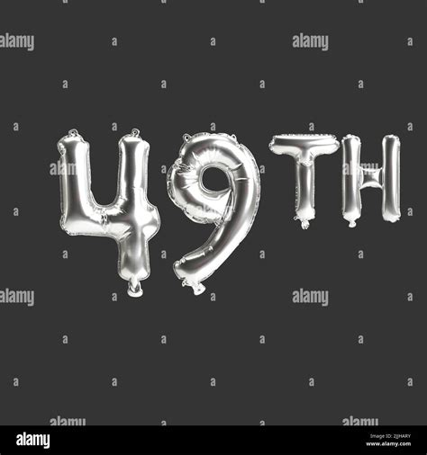 3d Illustration Of 49th Silver Balloons Isolated On Dark Background