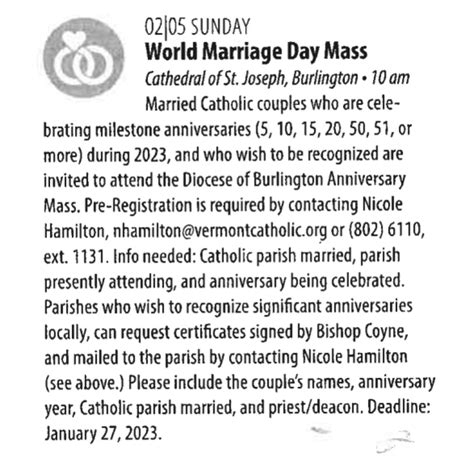 World Marriage Day Corpus Christi Parish Saint Johnsbury Vt