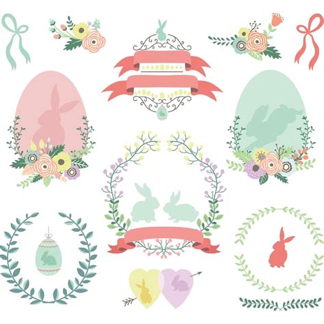 Premium Vector Happy Flower Easter Design Elements