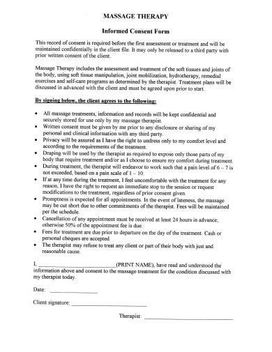 11 Massage Consent Form Templates In Doc Pdf